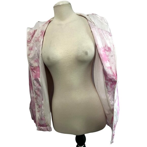 Forever 21 Plus Pink Tie Dye Windbreaker Jacket Sz 0XL Hooded - Picture 9 of 11